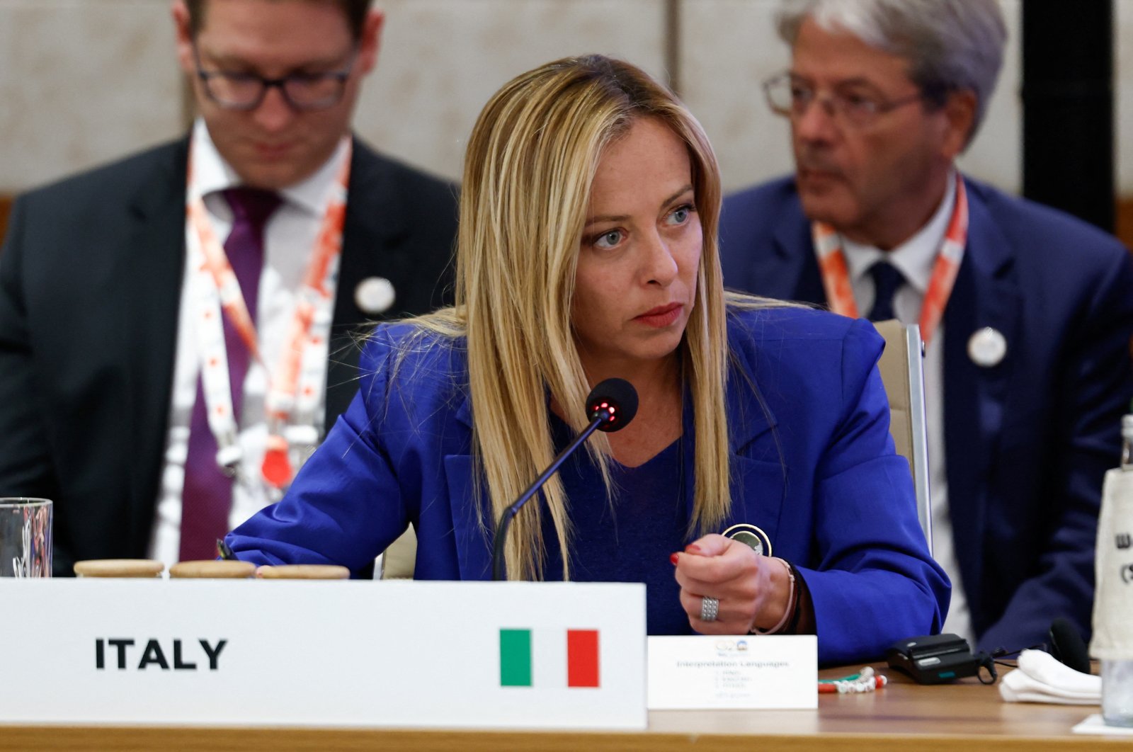 Italian Prime Minister Giorgia Meloni attends Partnership for Global Infrastructure and Investment event on the day of the G-20 summit in New Delhi, India, Sept. 9, 2023. (Reuters Photo)