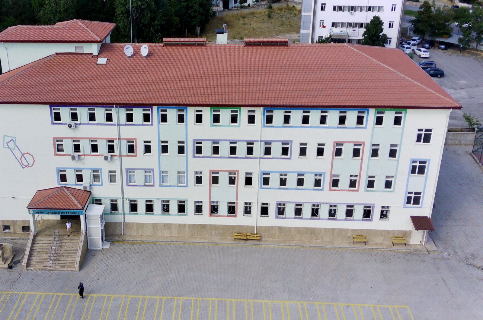 Aerial view of a renewed school in eastern Elazığ province, Türkiye, Sept. 5, 2023. (AA Photo)
