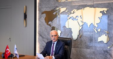 Foreign Economic Relations Board (DEIK) president Nail Olpak during his interview with Anadolu Agency (AA) in Istanbul, Türkiye, Sept. 10, 2023. (AA Photo)