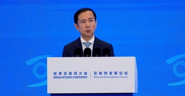 Alibaba Group CEO Daniel Zhang speaks at the World Internet Conference (WIC) in Wuzhen, Zhejiang province, China, Nov. 23, 2020. (Reuters Photo)