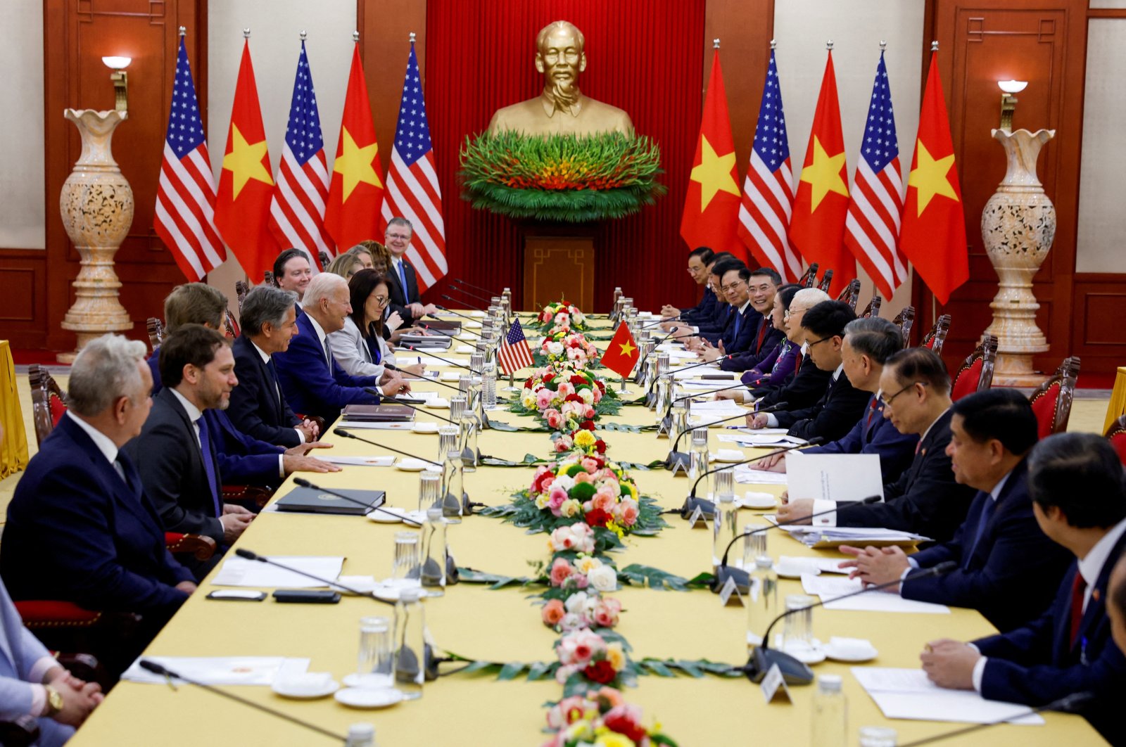 U.S. President Joe Biden attends a meeting with Vietnam&#039;s Communist Party General Secretary Nguyen Phu Trong, at the Communist Party of Vietnam Headquarters in Hanoi, Vietnam, Sept. 10, 2023. (Reuters Photo)