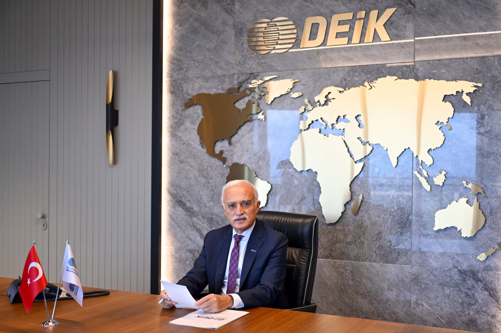 Foreign Economic Relations Board (DEIK) president Nail Olpak during his interview with Anadolu Agency (AA) in Istanbul, Türkiye, Sept. 10, 2023. (AA Photo)