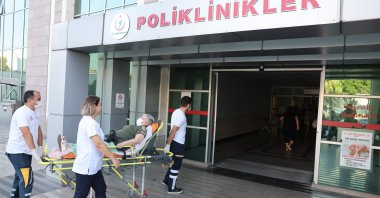Medical staff facilitates the senior citizen patient in the health aging center, Istanbul, Türkiye, Sept. 14, 2023. (IHA Photo) 