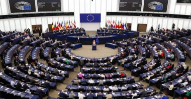 A view of the European Parliament as European Commission President Ursula von der Leyen speaks, in Strasbourg, France, Sept. 13, 2023. (EPA Photo)