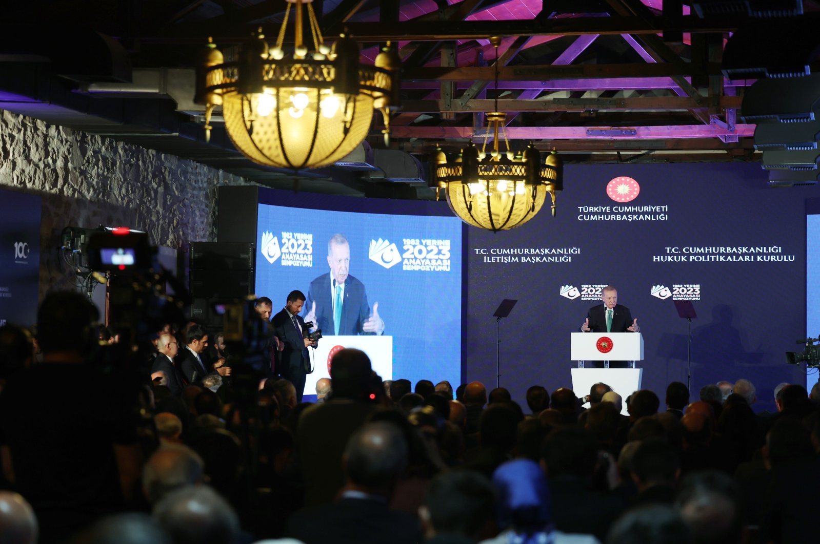 President Recep Tayyip Erdoğan speaks at the symposium in the capital Ankara, Türkiye, Sept. 12, 2023. (IHA Photo)