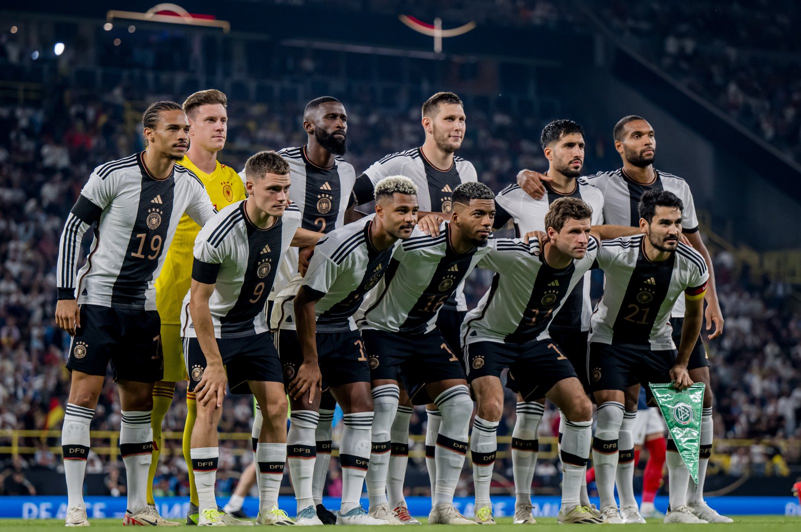 Starting line-up Germany poses for a photo before the international friendly match against France at Signal Iduna Park, Dortmund, Germany, Sept. 12, 2023. (Getty Images Photo)