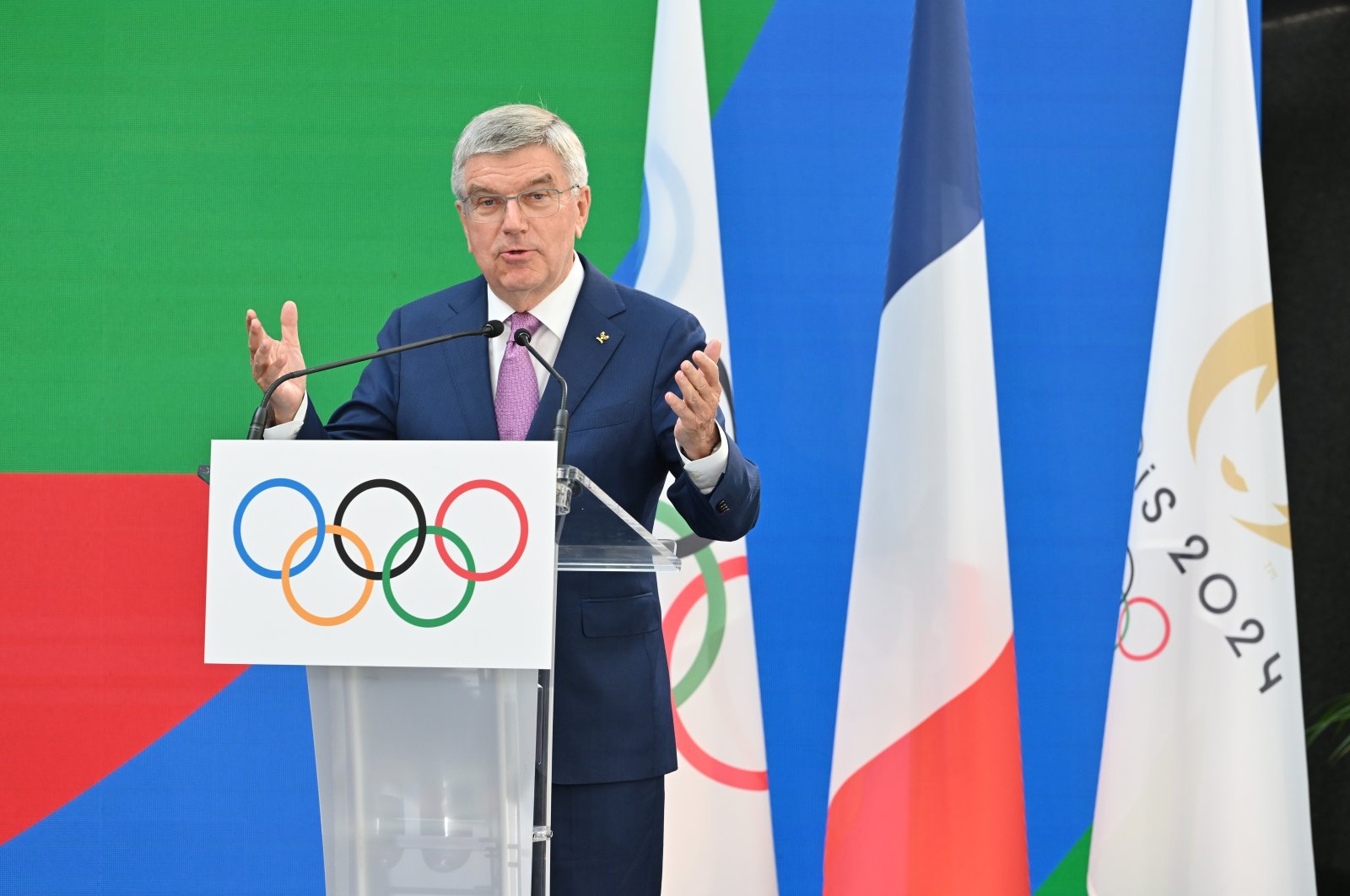 Thomas Bach, President of IOC, attends the IOC Invitation Ceremony, Paris, France, July 26, 2023. (Getty Images Photo)