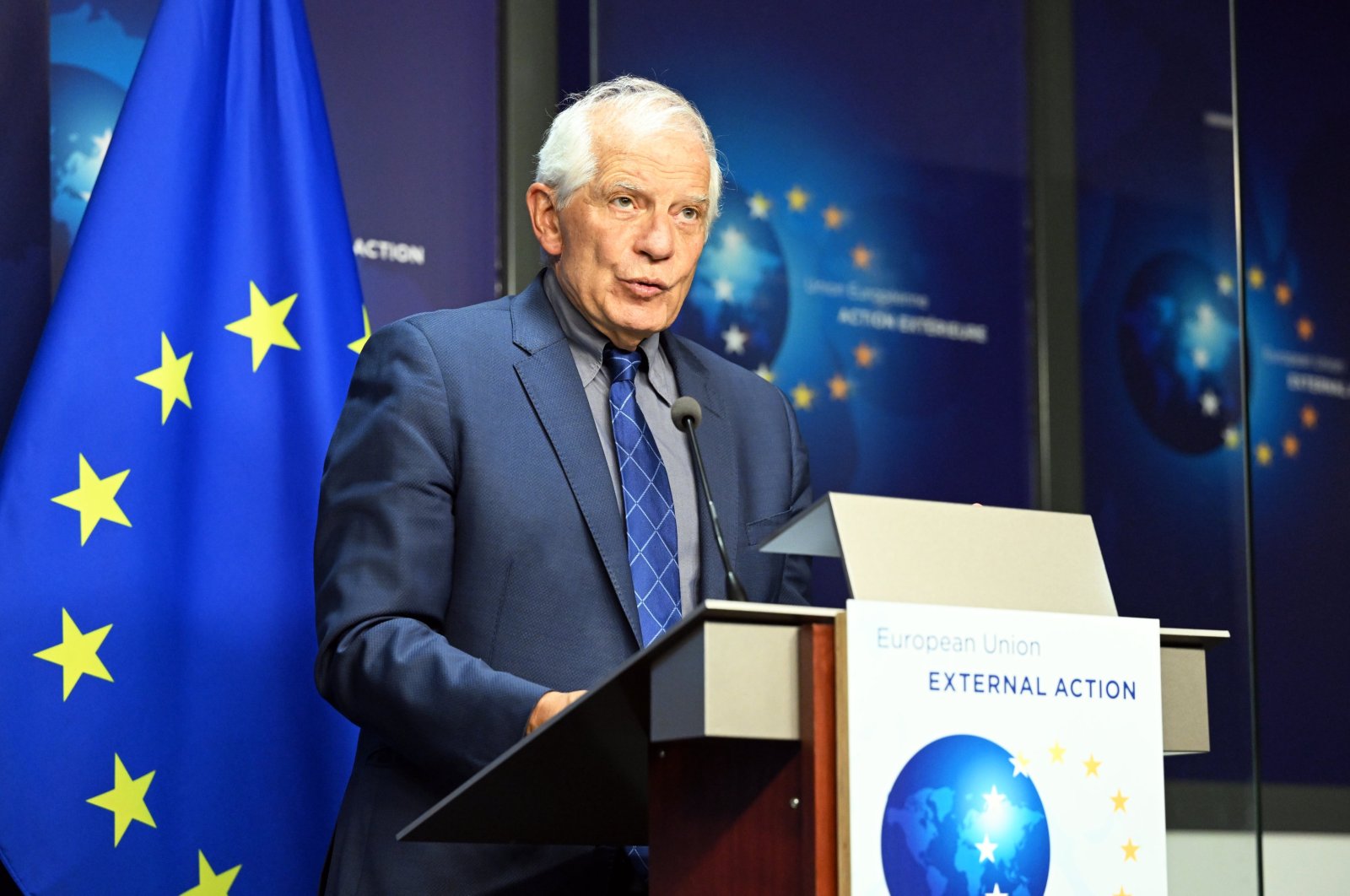 High Representative of the European Union for Foreign Affairs and Security Policy Josep Borrell speaks at a news conference in Brussels, Sept. 14, 2023. (AA Photo)
