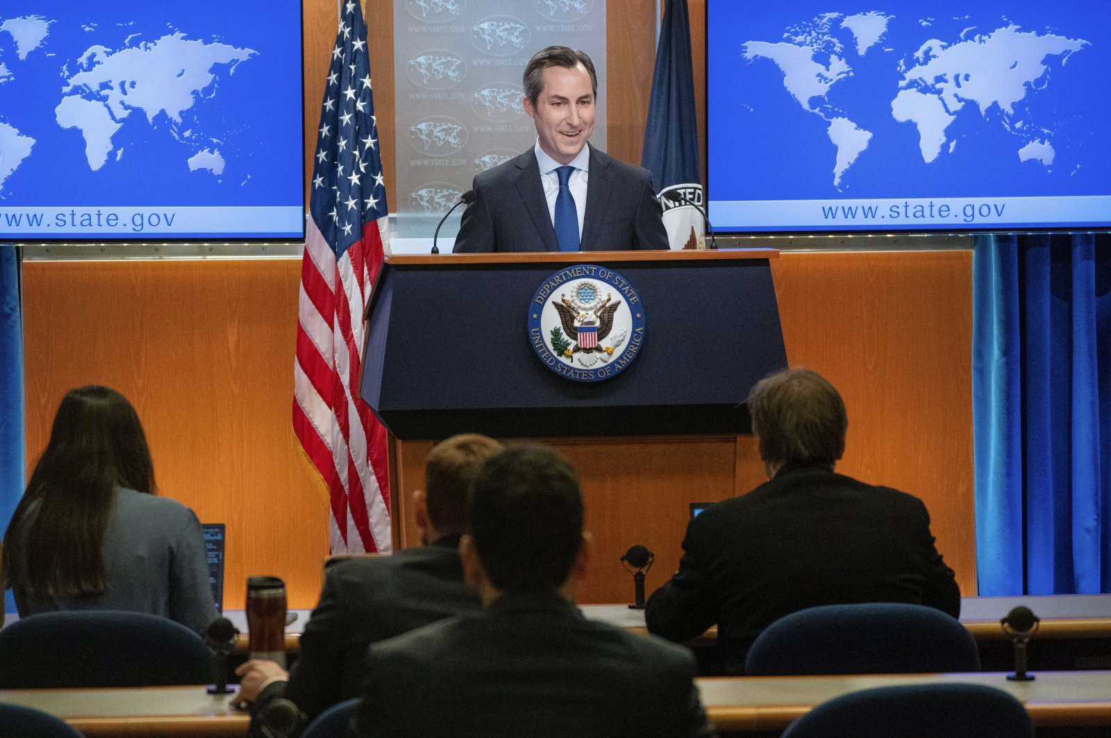 State Department spokesperson Matthew Miller answers questions during a news briefing at the State Department on Tuesday, July 18, 2023, in Washington. (AP File Photo)