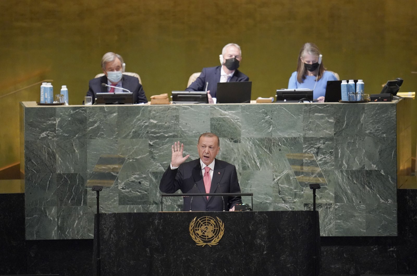 President Recep Tayyip Erdoğan addresses the 77th session of the United Nations General Assembly, Tuesday, Sept. 20, 2022. (AP File Photo)