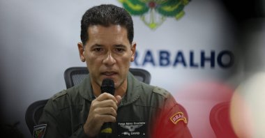 A Brazilian military official confirms the plane crash to media, in Manaus, Brazil, Sept. 16, 2023. (AFP Photo)