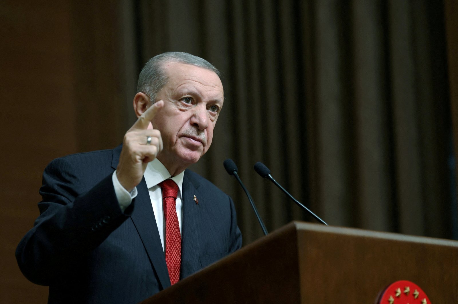 President Recep Tayyip Erdoğan presents medium-term economic program forecasts in Ankara, Türkiye, Sept. 6, 2023. (Reuters Photo)