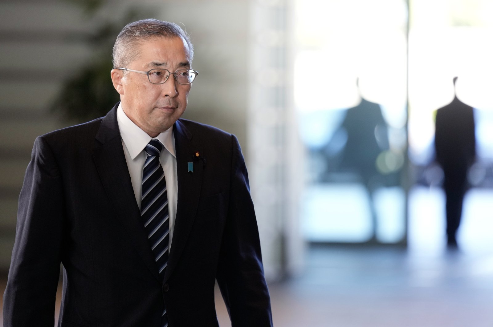 Newly appointed Internal Affairs and Communications Minister Junji Suzuki arrives at the prime minister&#039;s official residence on the day of the Cabinet reshuffle, Tokyo, Japan, Sept. 13, 2023. (EPA Photo)