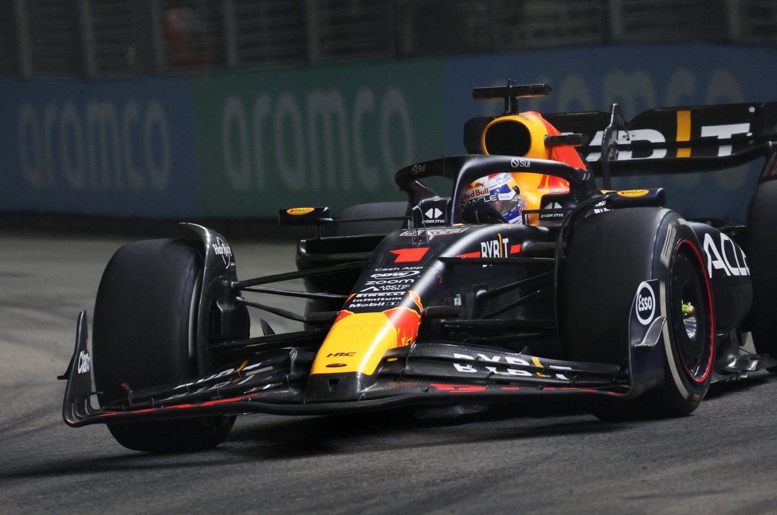 Red Bull&#039;s Max Verstappen in action during the Singapore Grand Prix race at the Marina Bay Street Circuit, Singapore, Sept. 17, 2023. (Reuters Photo)