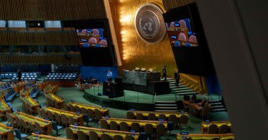 Last-minute preparations are made before the start of the United Nations (U.N.) general Assembly, New York City, U.S., Sept. 19, 2023. (AFP Photo)