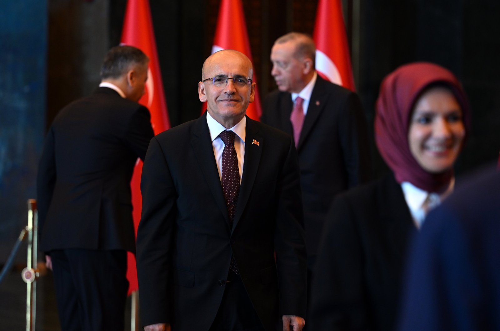 Treasury and Finance Minister Mehmet Şimşek is seen at the Presidential Complex after greeting President Recep Tayyip Erdoğan, Ankara, Türkiye, Aug. 30, 2023. (AA Photo)