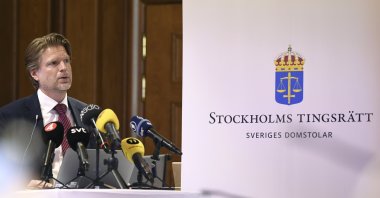 Judge Mans Wigen speaks during a press conference after the sentencing of Yahya Güngör over his ties to the PKK terrorist group, in the Stockholm district court, Sweden, July 6, 2023. (AFP Photo)