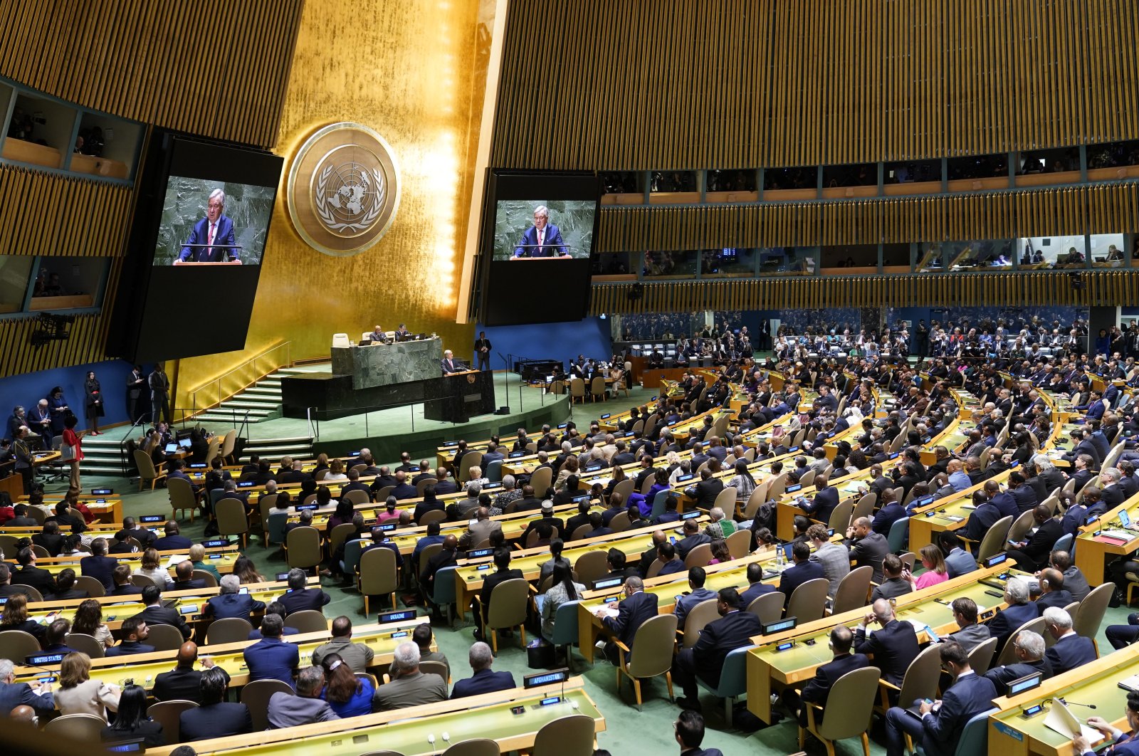 U.N. Secretary-General Antonio Guterres addresses the 78th session of the United Nations General Assembly, at U.N. headquarters, New York, U.S., Sept. 19, 2023. (AP Photo)