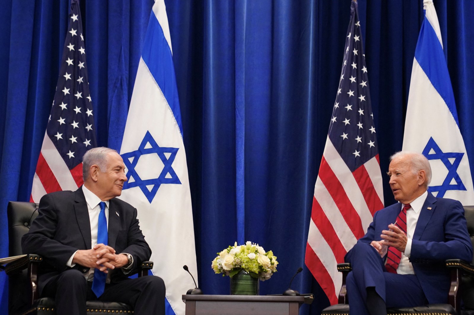 U.S. President Joe Biden holds a bilateral meeting with Israeli Prime Minister Benjamin Netanyahu on the sidelines of the 78th U.N. General Assembly in New York City, U.S., Sept. 20, 2023. (Reuters Photo)