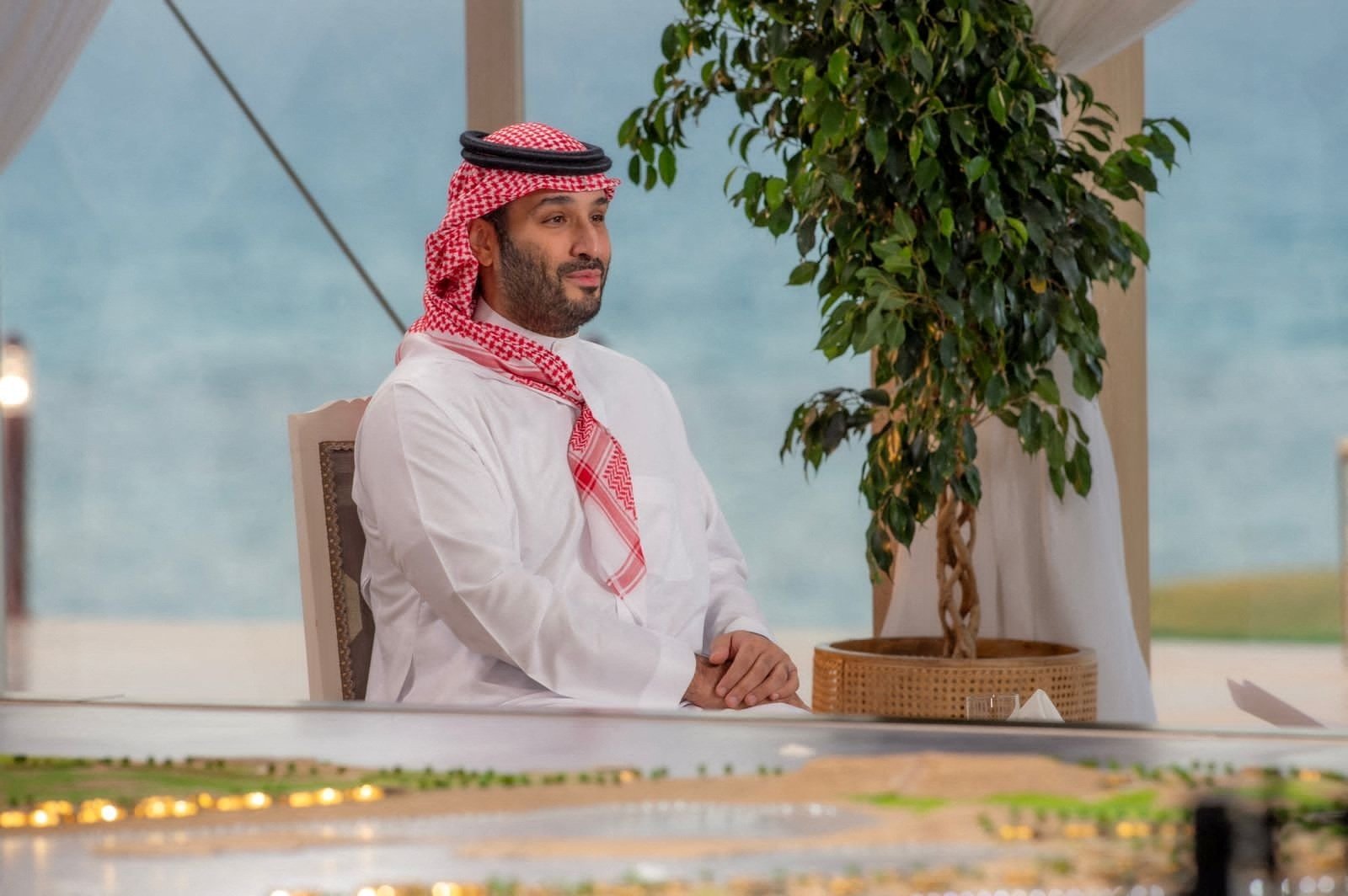 Saudi Arabia&#039;s Crown Prince, Mohammed bin Salman speaks with FOX News Channel, Neom, Saudi Arabia, Sept. 21, 2023. (Reuters Photo)