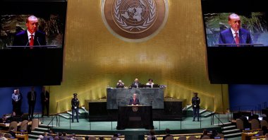 President Recep Tayyip Erdoğan addresses the U.N. General Assembly in New York, U.S., Sept. 19, 2023. (AA Photo)