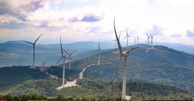 A view of a wind farm in Çanakkale, Türkiye, Sept. 20, 2023. (IHA Photo)