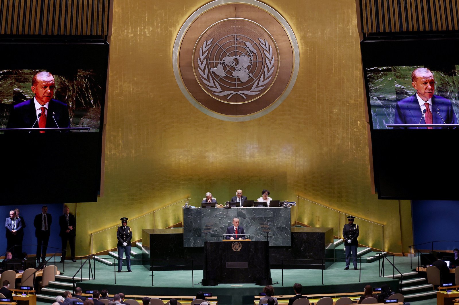 President Recep Tayyip Erdoğan addresses the U.N. General Assembly in New York, U.S., Sept. 19, 2023. (AA Photo)