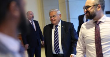 U.S. Sen. Bob Menendez (D-NY) arrives for a briefing on Ukraine at the U.S. Capitol, Washington, US., Sept. 20, 2023. (AFP Photo)