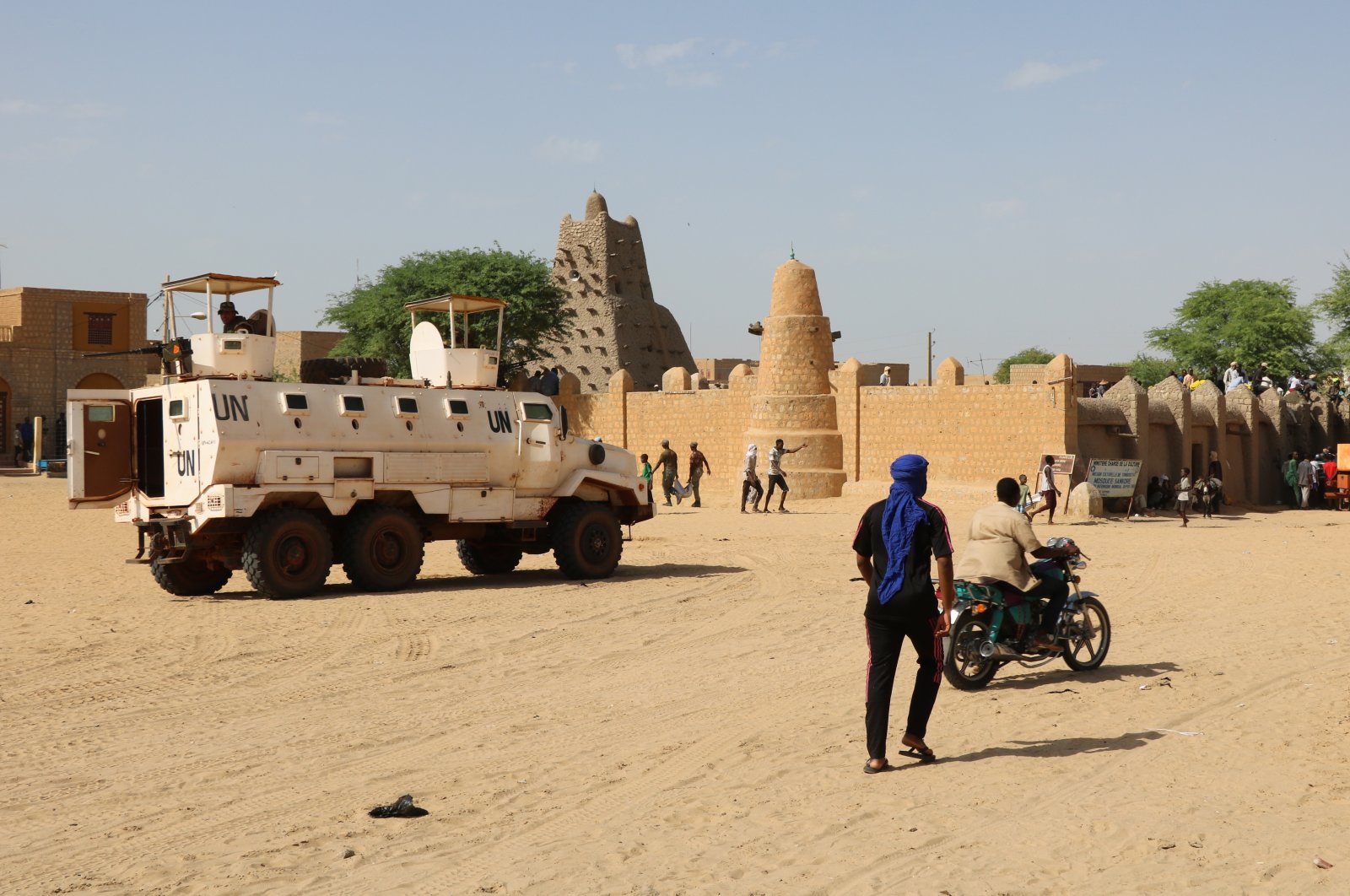 United Nation forces patrol the streets, Timbuktu, Mali, Sept. 26, 2021. (AP Photo)