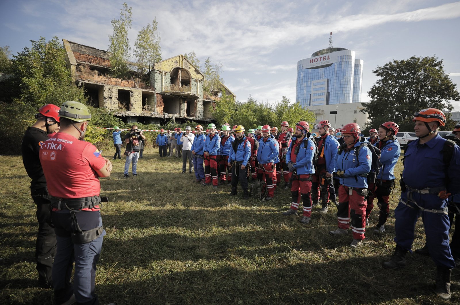 A drill for search and rescue and medical teams from across the country was held by the Turkish Cooperation and Coordination Agency (TIKA) in Sarajevo, Bosnia-Herzegovina, Sept. 22, 2023. (AA Photo)