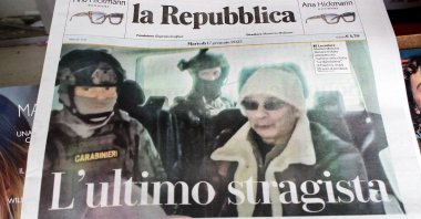 Italian newspapers with the news of fugitive Matteo Messina Denaro's arrest, Bari, Italy, Jan. 17, 2023.  