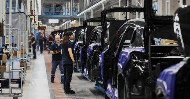 The production line of Türkiye's first domestic vehicle, Togg, Bursa, northwestern Türkiye, Sept. 20, 2023. (IHA Photo)