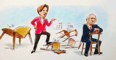 "Another point that the Republican People's Party (CHP) misses is that the Good Paty (IP) was the glue that kept intact the old Nation Alliance and granted some legitimacy to the main opposition and its chairperson in the eyes of right-wing nationalist voters." (Illustration by Erhen Yalvaç)