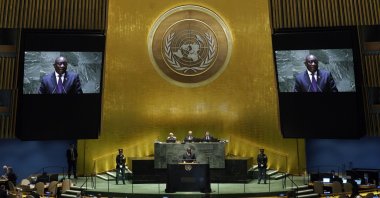 South Africa's President Matamela Cyril Ramaphosa addresses the 78th session of the United Nations General Assembly, New York, U.S., Sept. 19, 2023. (AP Photo)