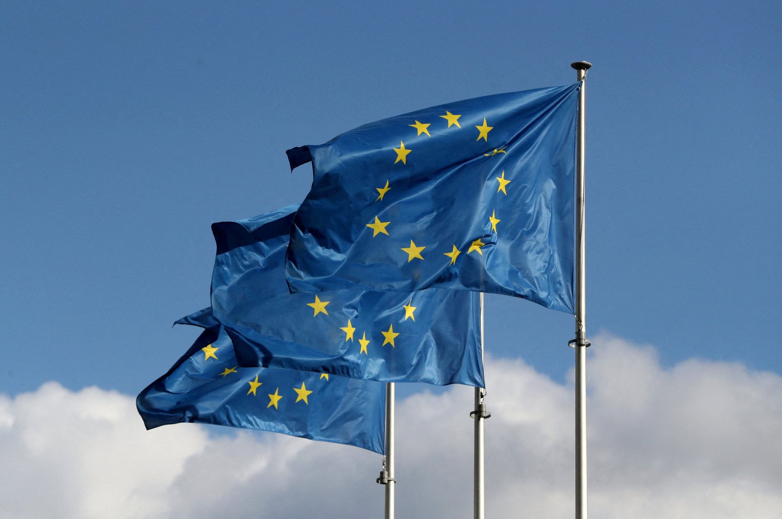 European Union flags fly outside the EU Commission headquarters in Brussels, Belgium Sept. 19, 2019. (Reuters Photo)