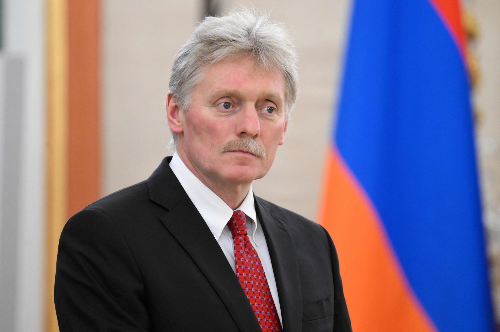 Kremlin spokesman Dmitry Peskov attends a meeting of the Russian president and Armenian prime minister at the Kremlin in Moscow on May 25, 2023. (AFP File Photo)
