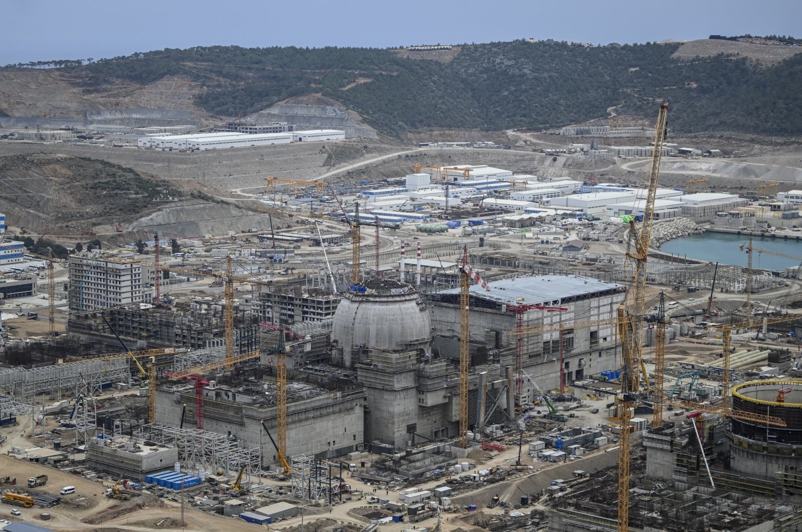 Aerial view of the Akkuyu Nuclear Power Plant (NPP) construction site in southern Mersin province, Türkiye, April 19, 2023. (AA Photo)
