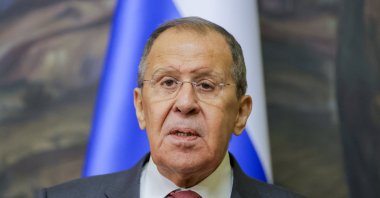 Russian Foreign Minister Sergey Lavrov attends a joint news conference with Tunisian counterpart Nabil Ammar (not pictured) during their meeting in Moscow, Russia, Sept. 26, 2023.  (EPA Photo)