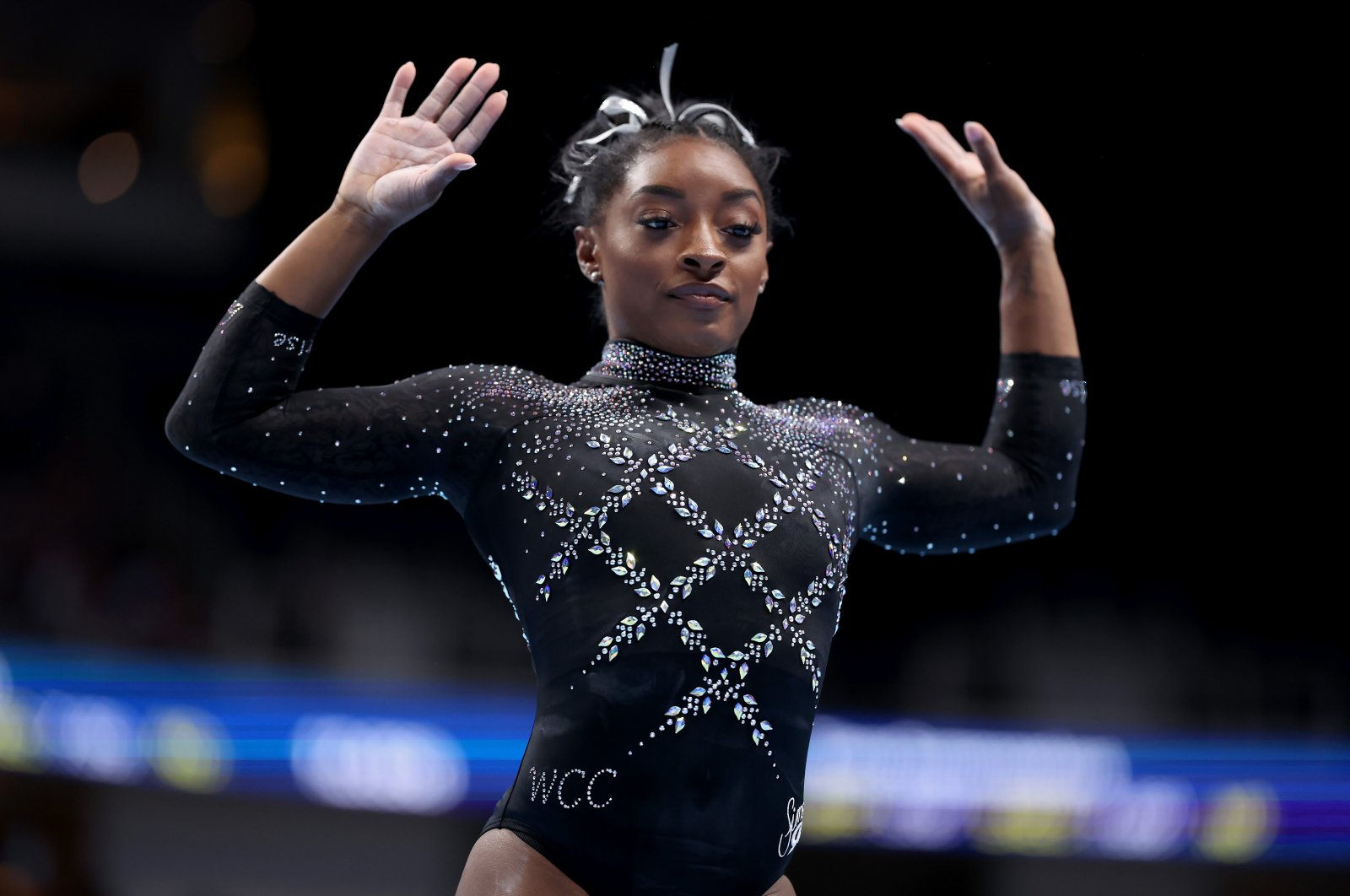 Simone Biles competes in the floor exercise on Day 4 of the 2023 U.S. Gymnastics Championships at SAP Center, San Jose, California, U.S., Aug. 27, 2023. (Getty Images Photo)