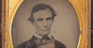 This photo provided by the Abraham Lincoln Presidential Library and Museum shows an ambrotype image of President Abraham Lincoln circa 1858, Illinois, U.S., Sept. 25, 2023. (AP Photo)