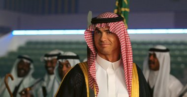 Portuguese forward Cristiano Ronaldo in traditional clothing during a ceremony marking Saudi Arabia's national day, Riyadh, Saudi Arabia, Sept. 23, 2023. (AFP Photo)