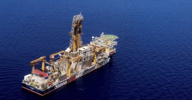 The London-based Energean&#039;s drillship begins drilling at the Karish natural gas field offshore near Israel, in the Eastern Mediterranean, May 9, 2022. (Reuters Photo)