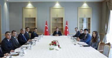 Vice President Cevdet Yılmaz, at a meeting with Uzbek Foreign Minister Bakhtiyar Saidov and his delegation in Ankara, Sept. 27, 2023. (AA Photo)