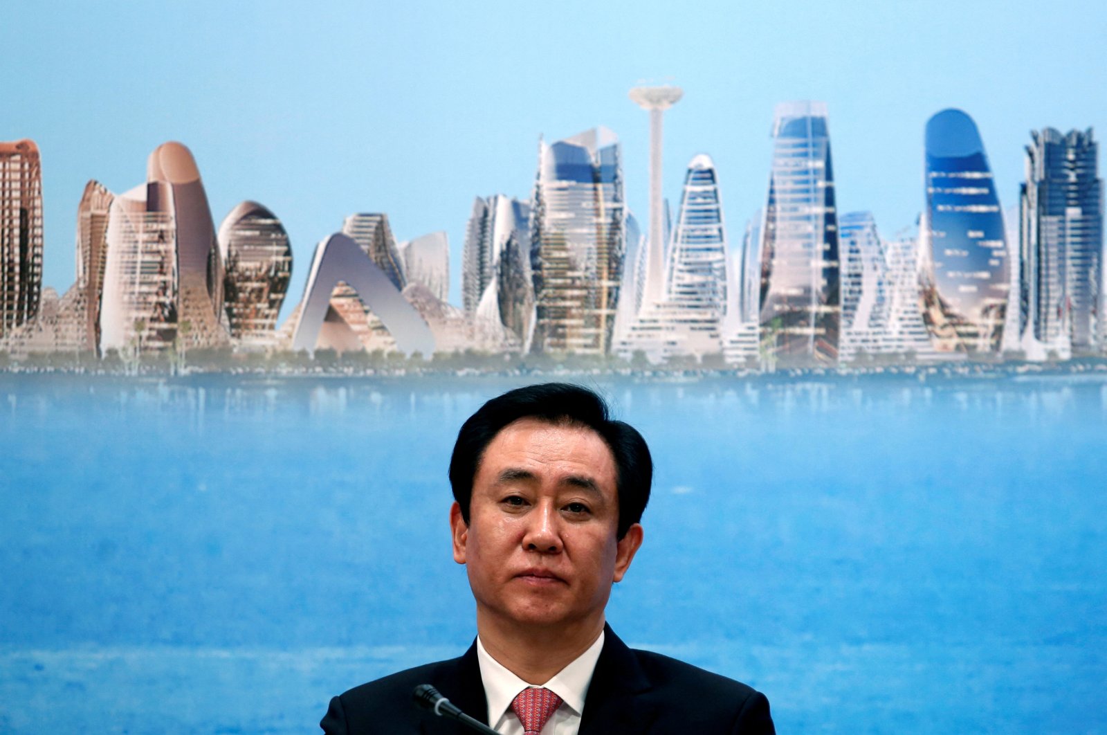 China Evergrande Group Chairperson Hui Ka Yan attends a press conference on the property developer&#039;s annual results in Hong Kong, China, March 28, 2017. (Reuters Photo)