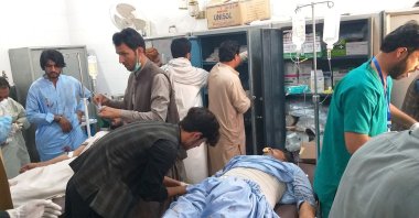 Victims of the bomb attack being treated at the Mastung hospital in Balochistan, Pakistan, Sept. 29, 2023. (Reuters Photo)