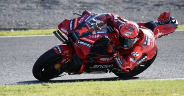 Ducati rider Francesco Bagnaia during Japanese Grand Prix practice session in Motegi, Japan, Sept. 29, 2023. (AFP Photo)