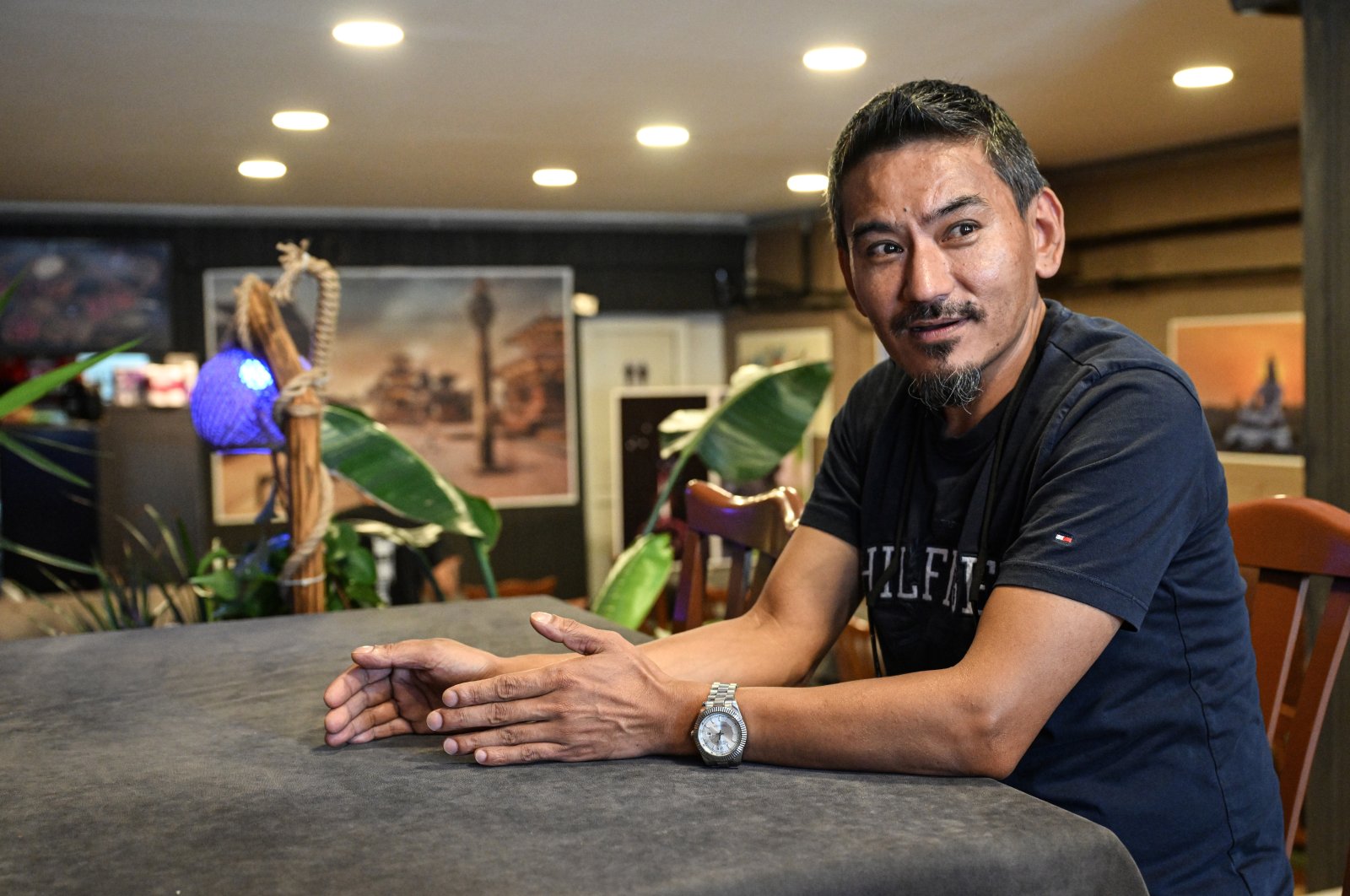 Rajan Yonjon, a 45-year-old native of Nepal&#039;s Dharan, shares his journey from government employee to beloved restaurateur as the owner of a Nepali restaurant in the Taksim district of Istanbul, Türkiye, Sept. 12, 2023. (AA Photo)