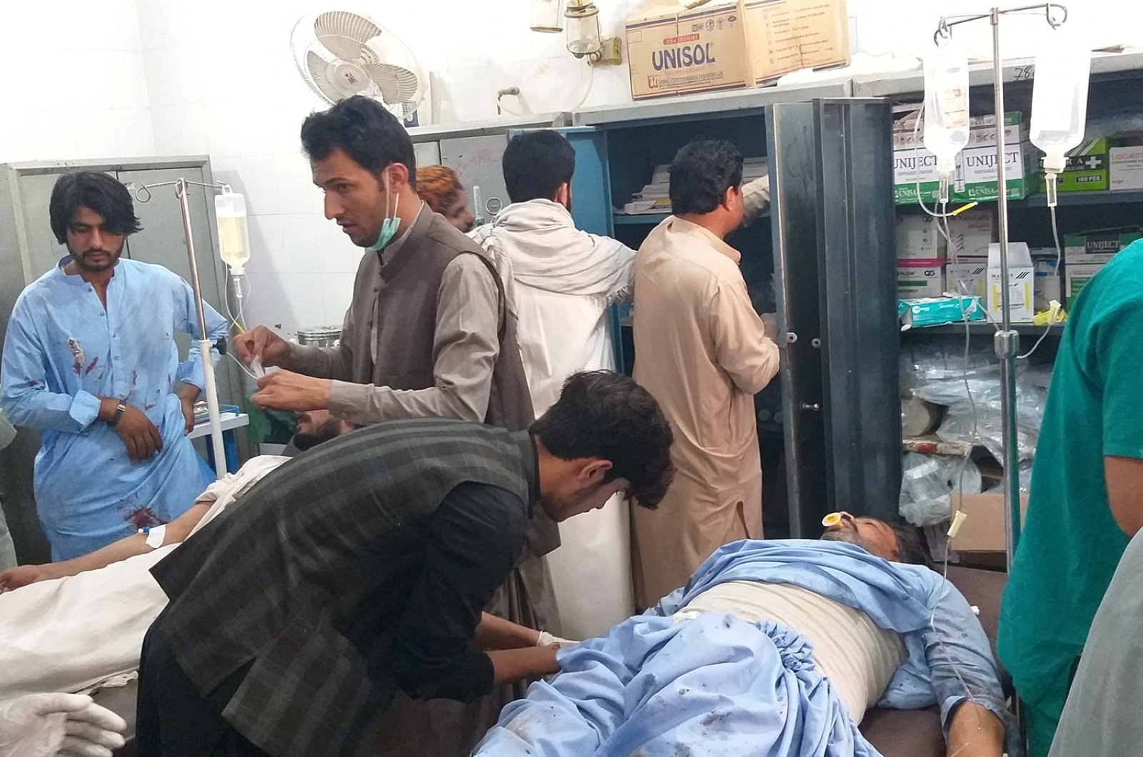 Victims of the bomb attack being treated at the Mastung hospital in Balochistan, Pakistan, Sept. 29, 2023. (Reuters Photo)
