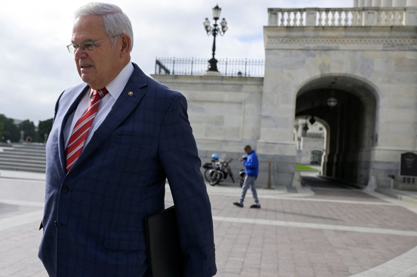 U.S. Senator Bob Menendez exits the U.S. Capitol on Capitol Hill in Washington, U.S., Sept. 28, 2023. (Reuters Photo)