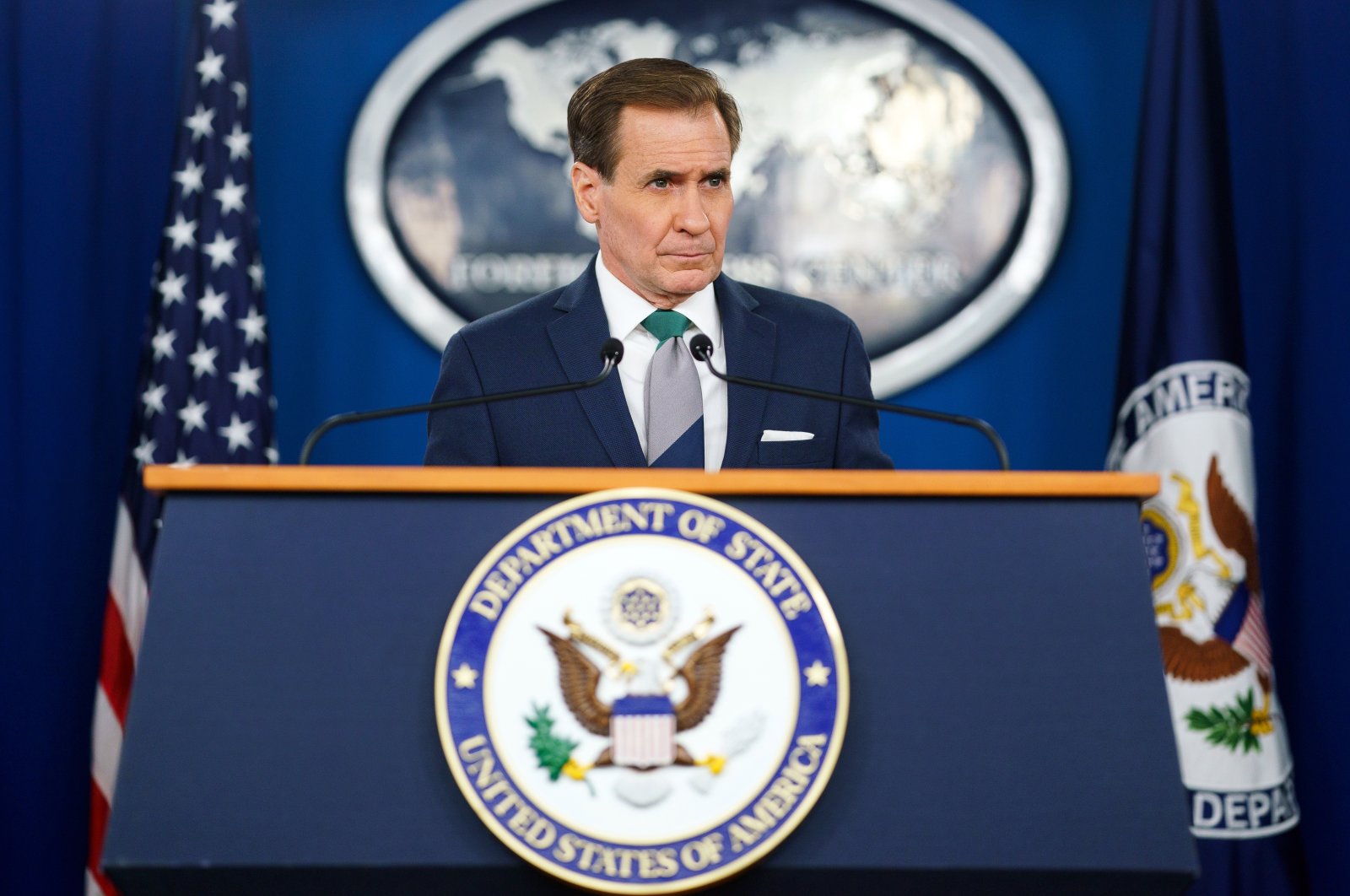  National Security Council Coordinator for Strategic Communications John Kirby attends a press briefing at the Foreign Press Center in Washington, D.C., Aug. 16, 2023. (EPA File Photo)